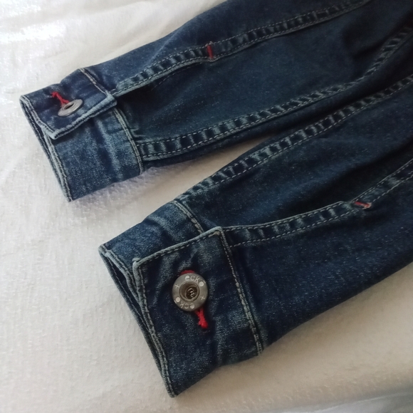 Women's Vintage eckored Y2K Button Up Denim Jean Jacket Retro Fitted Style - Picture 11 of 16